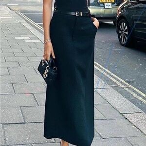 Zara Black Maxi Skirt with Zipper Closure Size XS